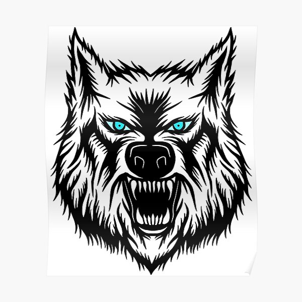 "Black Wolf With Blue Eyes" Poster for Sale by sibudas Redbubble