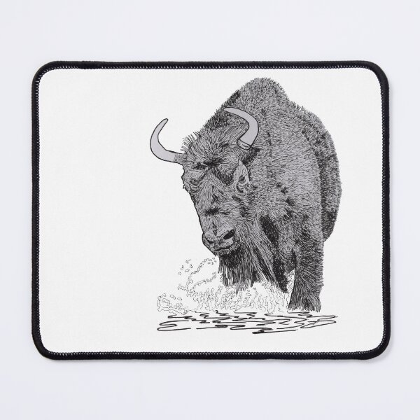 Item preview, powerful bison coming in, drawing of bison, physie culture designed and sold by schandorffdk.
