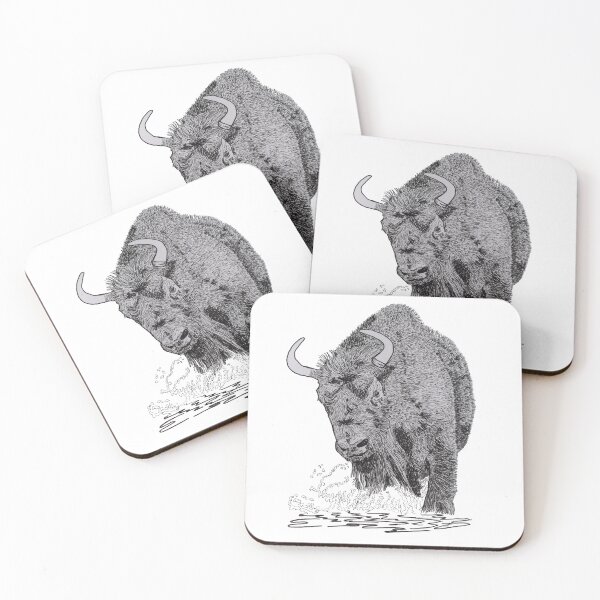 Item preview, powerful bison coming in, drawing of bison, physie culture designed and sold by schandorffdk.