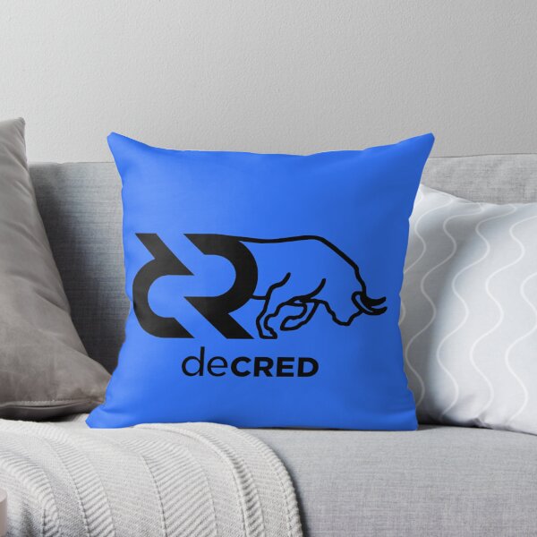 Decred Bull - DCR Blue © v2 (Design timestamped by https://timestamp.decred.org/) Throw Pillow