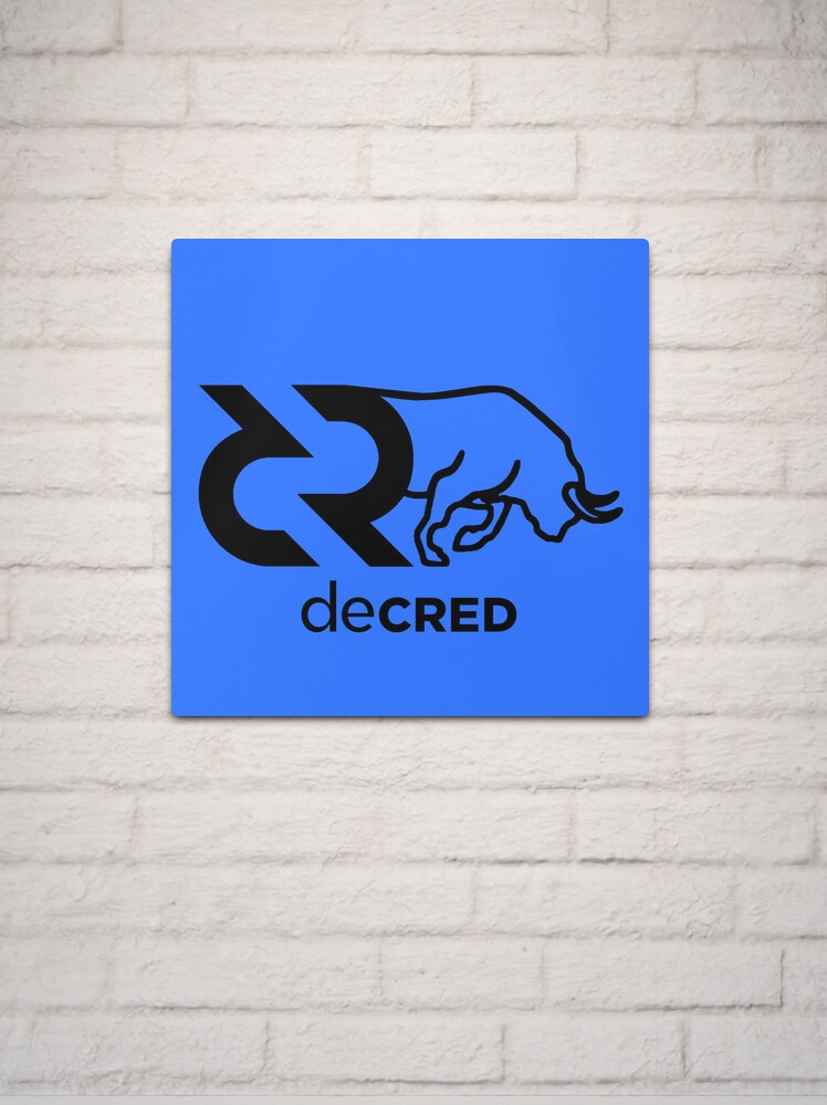 Thumbnail 2 of 4, Metal Print, Decred Bull - DCR Blue © v2 (Design timestamped by https://timestamp.decred.org/) designed and sold by OfficialCryptos.