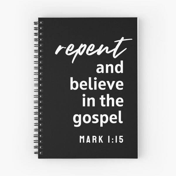 Item preview, Repent and believe the gospel- white on black  designed and sold by EdenAndOlive.