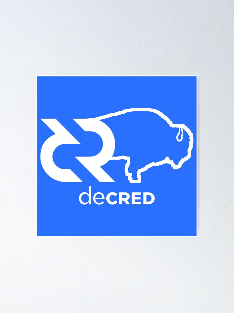 Thumbnail 2 of 3, Poster, Decred Bison - DCR Blue © v1 (Design timestamped by https://timestamp.decred.org/) designed and sold by OfficialCryptos.