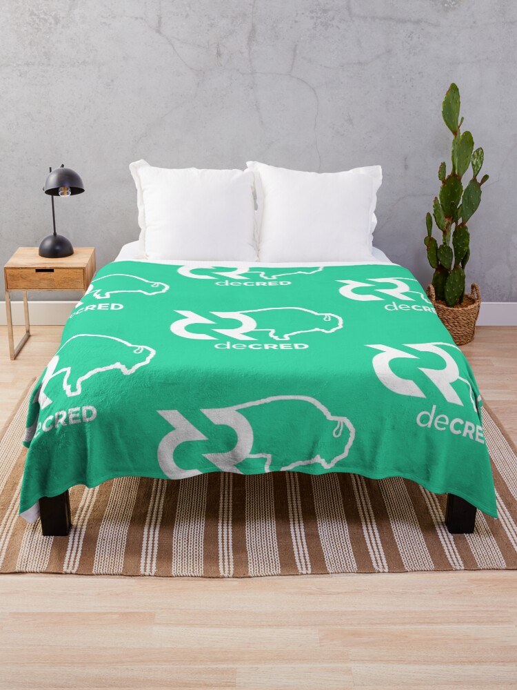 Thumbnail 1 of 6, Throw Blanket, Decred Bison - DCR Turquoise © v1 (Design timestamped by https://timestamp.decred.org/) designed and sold by OfficialCryptos.