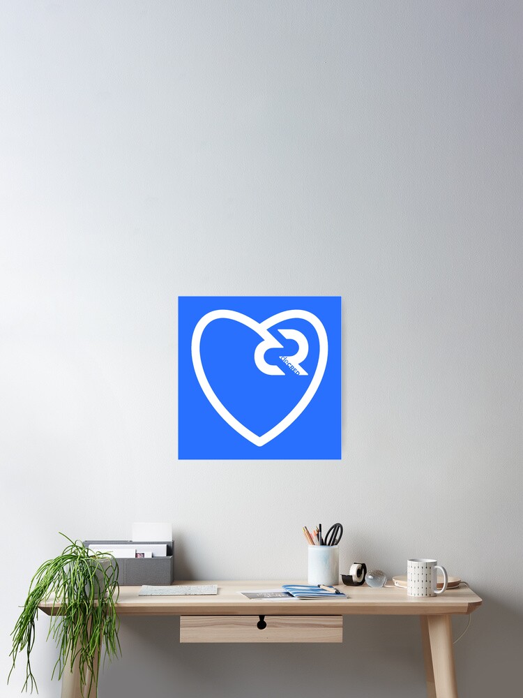 Thumbnail 1 of 3, Poster, Decred heart - DCR Blue © v1 (Design timestamped by https://timestamp.decred.org/) designed and sold by OfficialCryptos.