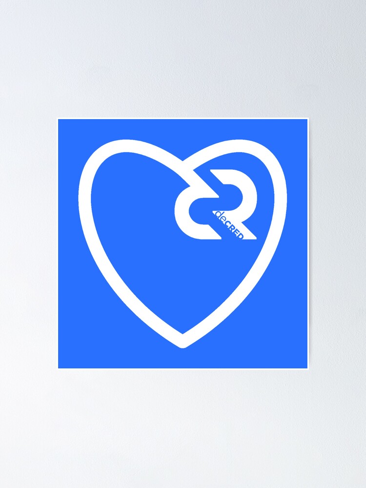 Thumbnail 2 of 3, Poster, Decred heart - DCR Blue © v1 (Design timestamped by https://timestamp.decred.org/) designed and sold by OfficialCryptos.