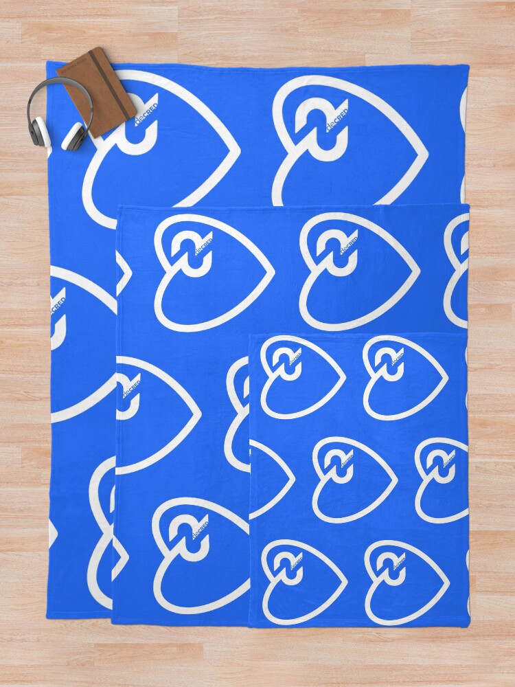 Thumbnail 5 of 6, Throw Blanket, Decred heart - DCR Blue © v1 (Design timestamped by https://timestamp.decred.org/) designed and sold by OfficialCryptos.