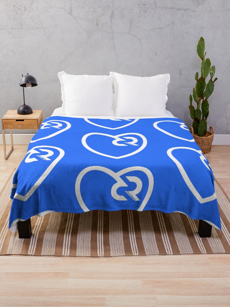 Thumbnail 1 of 6, Throw Blanket, Decred heart - DCR Blue © v1 (Design timestamped by https://timestamp.decred.org/) designed and sold by OfficialCryptos.