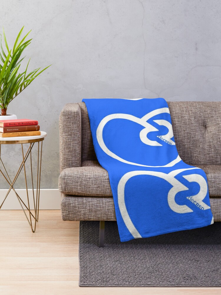 Throw Blanket, Decred heart - DCR Blue © v1 (Design timestamped by https://timestamp.decred.org/) designed and sold by OfficialCryptos