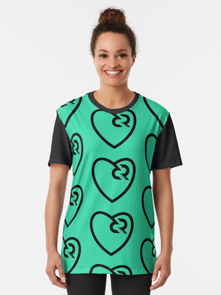Alternate view of Decred heart - DCR Turquoise © v2 (Design timestamped by https://timestamp.decred.org/) Graphic T-Shirt