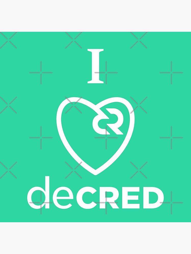 Artwork view, I love Decred - DCR Turquoise © v1 (Design timestamped by https://timestamp.decred.org/) designed and sold by OfficialCryptos