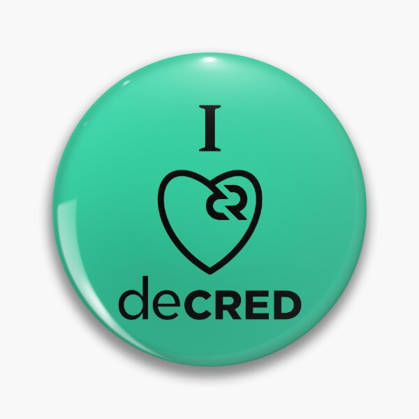 I love Decred - DCR Turquoise © v2 (Design timestamped by https://timestamp.decred.org/) Pin