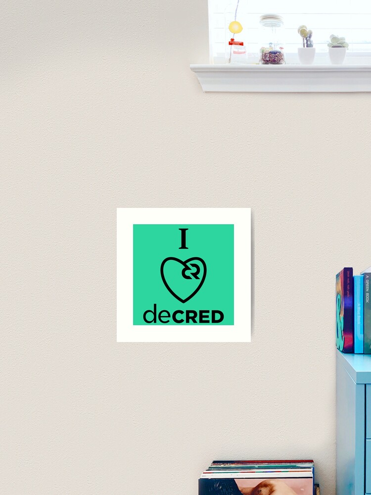 Thumbnail 1 of 3, Art Print, I love Decred - DCR Turquoise © v2 (Design timestamped by https://timestamp.decred.org/) designed and sold by OfficialCryptos.