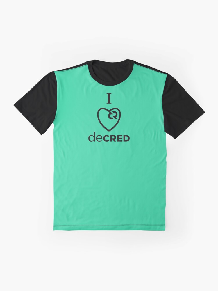 Thumbnail 4 of 5, Graphic T-Shirt, I love Decred - DCR Turquoise © v2 (Design timestamped by https://timestamp.decred.org/) designed and sold by OfficialCryptos.