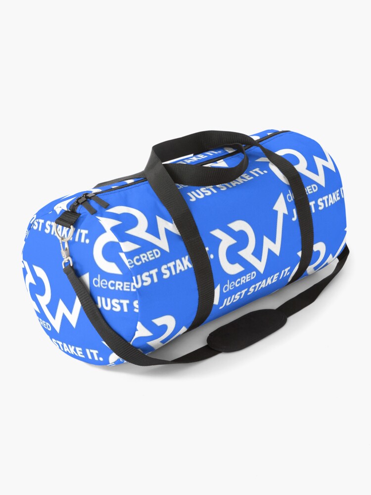 Thumbnail 1 of 3, Duffle Bag, Decred just stake it - DCR Blue © v1 (Design timestamped by https://timestamp.decred.org/) designed and sold by OfficialCryptos.