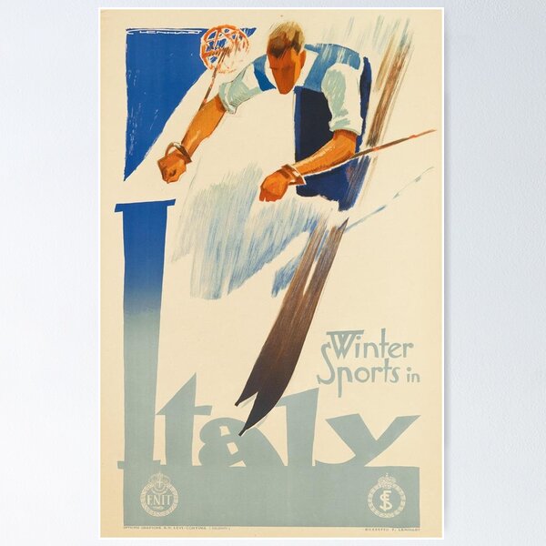 Item preview, Vintage 1930s ski poster - Winter sports in Italy designed and sold by heymate.