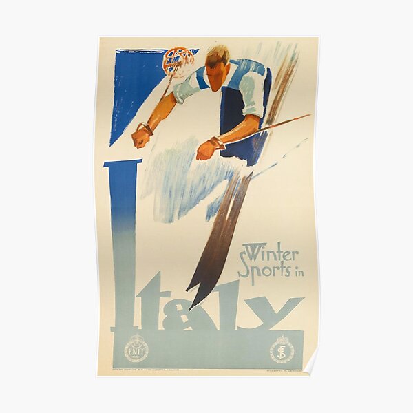 "Vintage 1930s ski poster Winter sports in Italy" Poster for Sale by