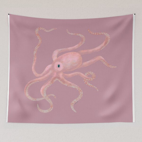 Item preview, Pink Octopus swimming through the pink clouds designed and sold by PauwieArtStudio.