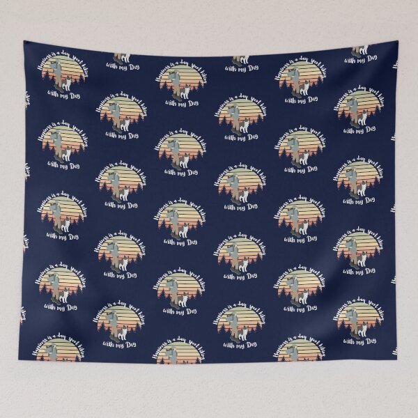 Item preview, Happiness Is A Day Spent Hiking With My Dog  - Vintage Sunset - Dog Hiking - Love for Dog - Dog Lovers designed and sold by designerpriti.