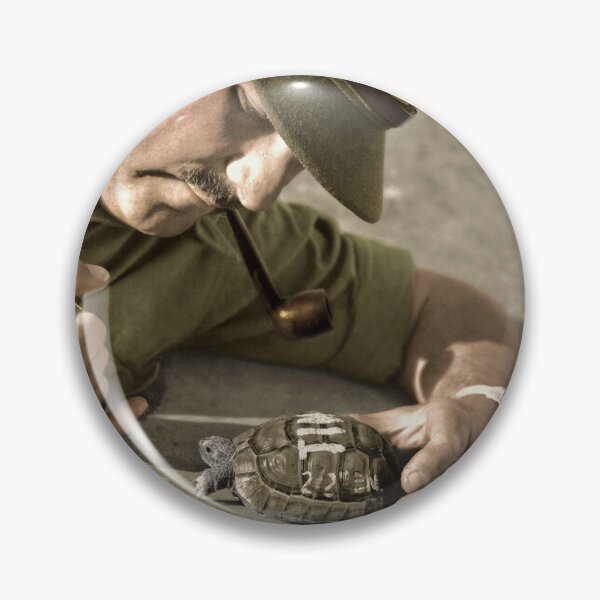 Item preview, Australian soldier smoking a pipe with his pet turtle “Tim” in Palestine, 1940 (Colourised) designed and sold by Wesley de Mezieres.
