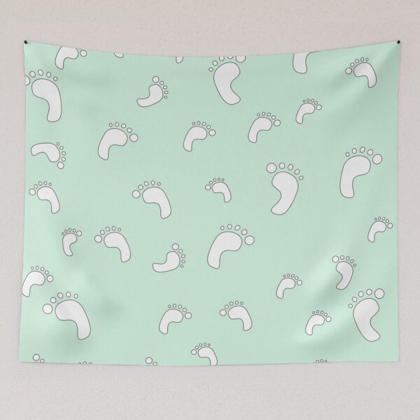 Item preview, Mint green decorative baby footprints seamless pattern design for kids room  designed and sold by TheWalnut.