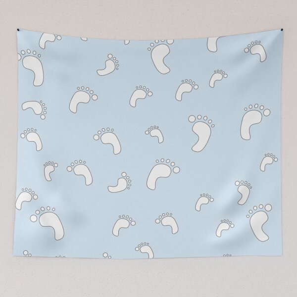 Item preview, Pale blue decorative baby footprints seamless pattern design for kids room  designed and sold by TheWalnut.