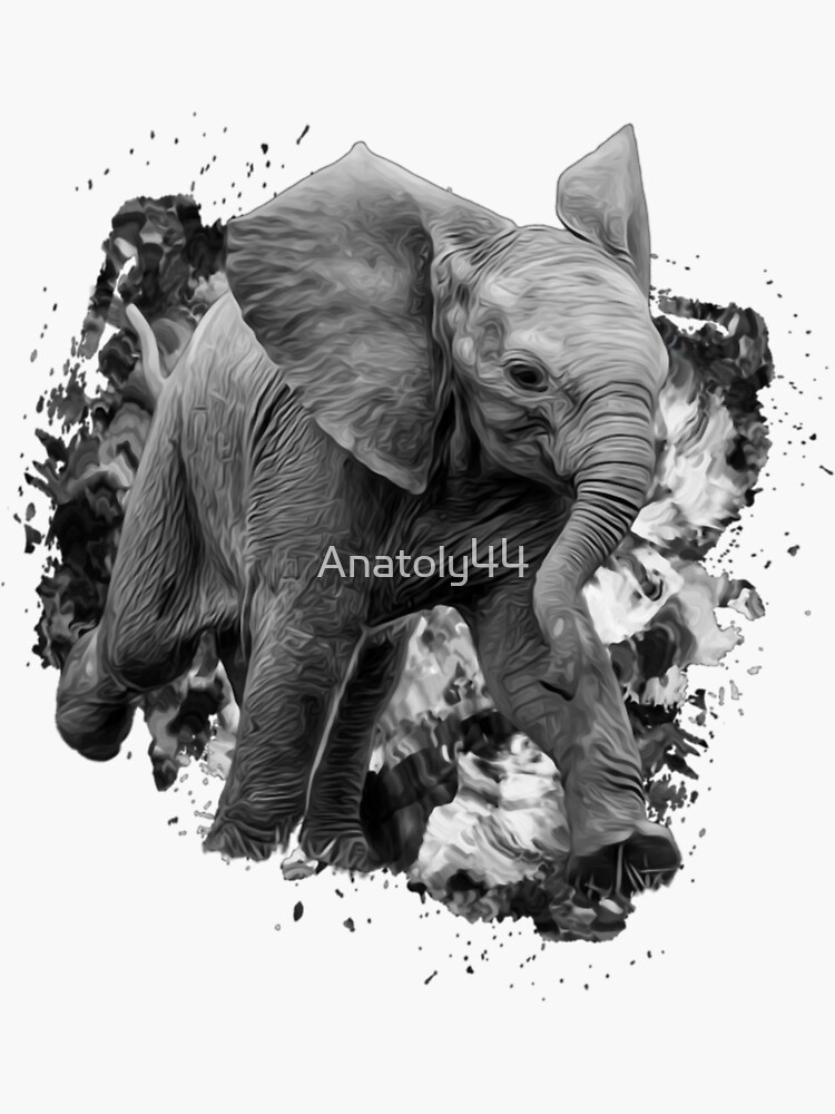 "Elephant Head black and white elephant" Sticker by Anatoly44 Redbubble