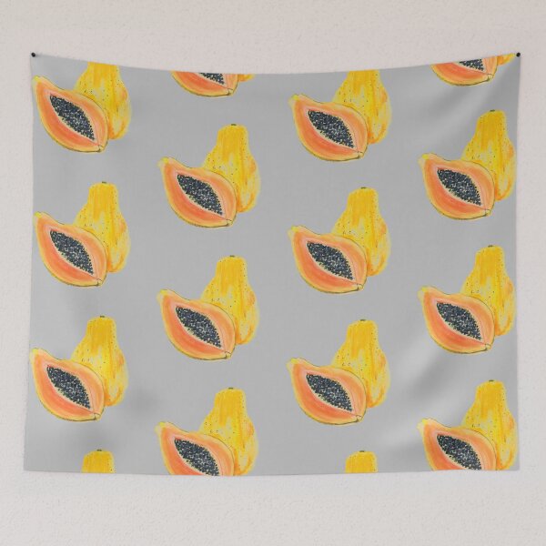 Item preview, Papaya Slice pattern on grey designed and sold by Monika Howarth.