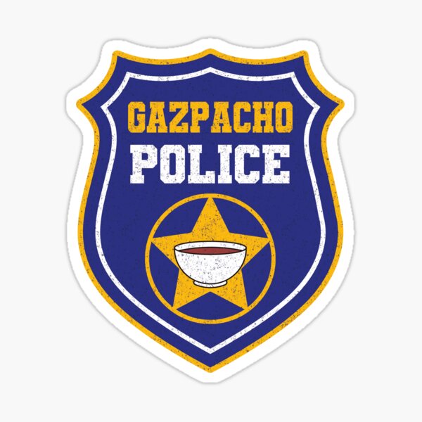 Vista previa del artículo con la obra «Policía de gazpacho, sopa de gazpacho apenada divertida», diseñado y vendido por SaliDesigner.