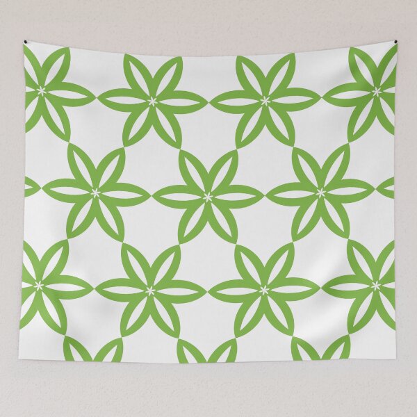 Item preview, Geometric Flowers Pattern - Green White designed and sold by technicolorable_art.