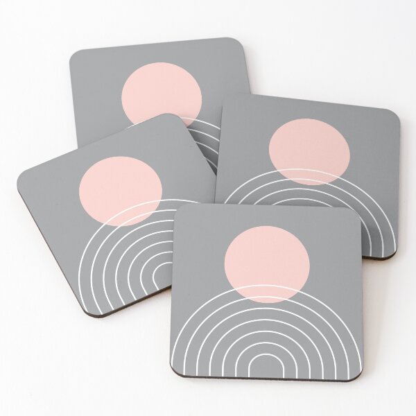 Item preview, Mid Century Modern Geometric 76 in Ultimate Grey and Rose Gold (Sun and Rainbow abstraction) designed and sold by nineFlorals.