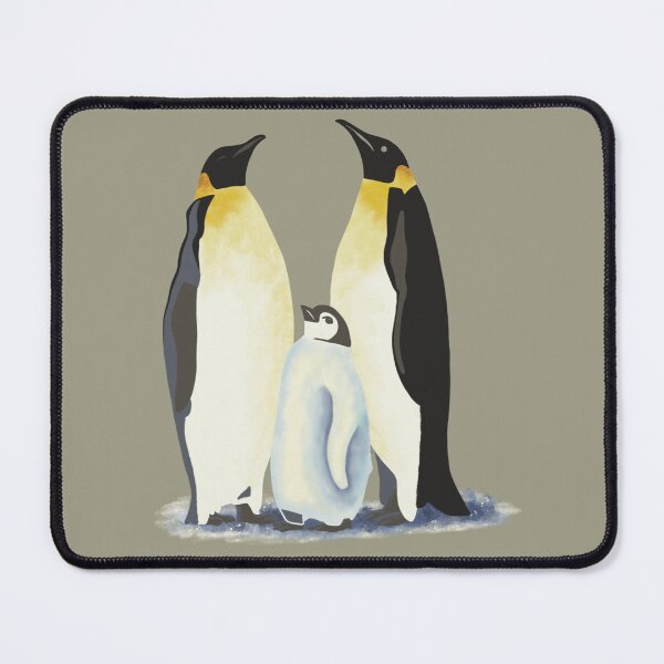 Item preview, Penguin family on a grey-brown background designed and sold by PauwieArtStudio.