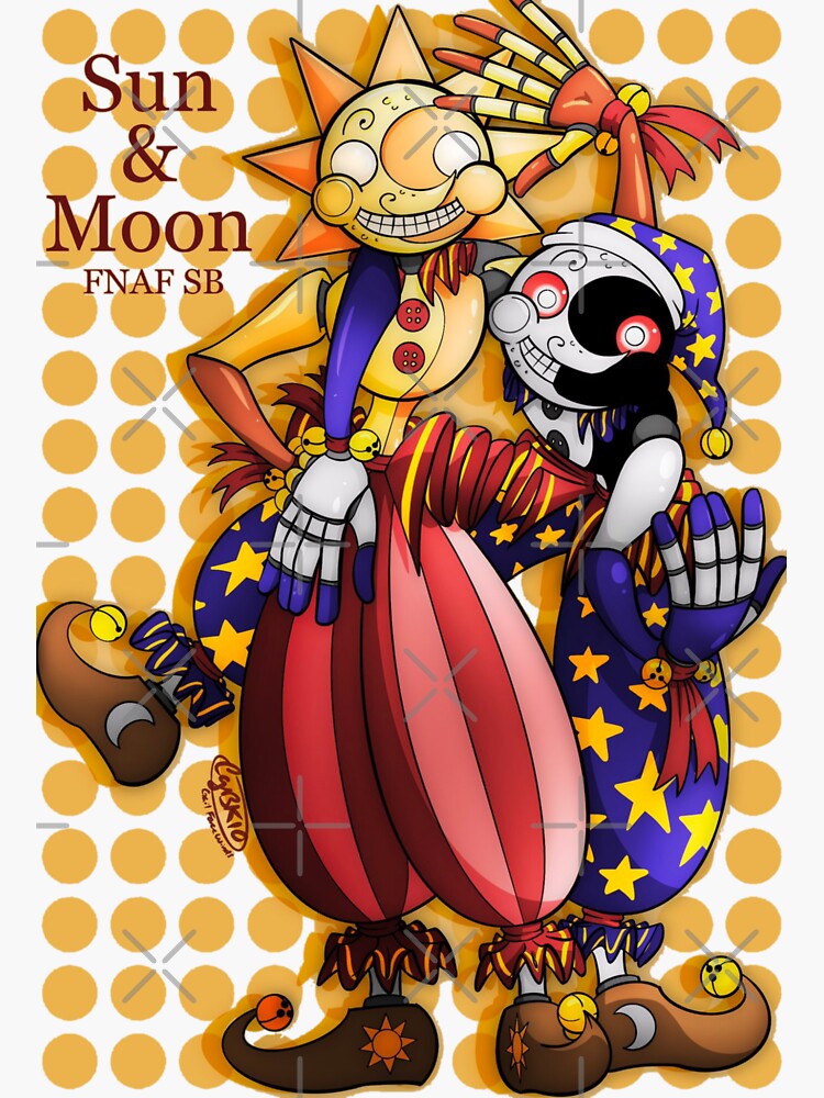 Fnaf Security Breach Sun And Moon Sticker By Bellla M Redbubble