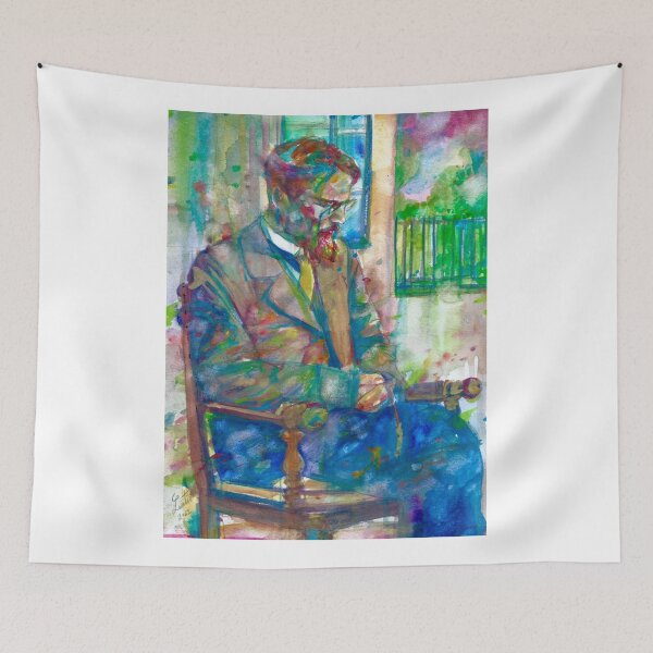 Item preview, ANTON CHEKHOV thinking in the garden - watercolor portrait designed and sold by lautir.