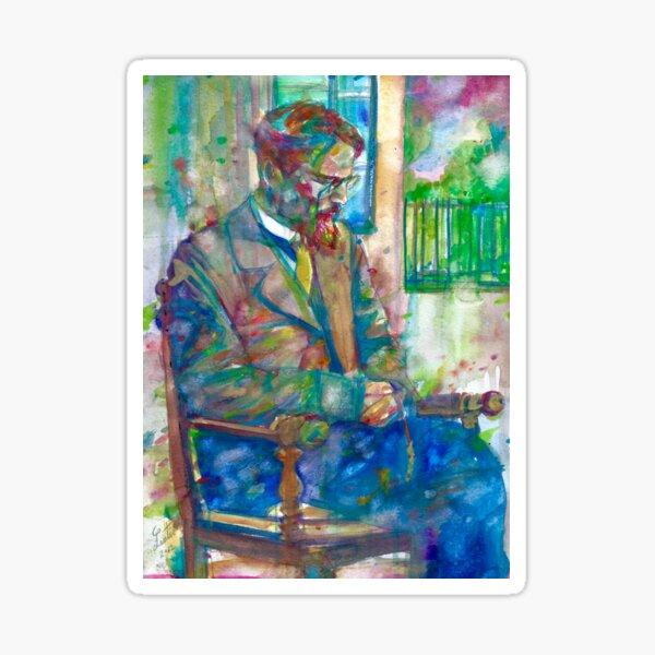 Item preview, ANTON CHEKHOV thinking in the garden - watercolor portrait designed and sold by lautir.