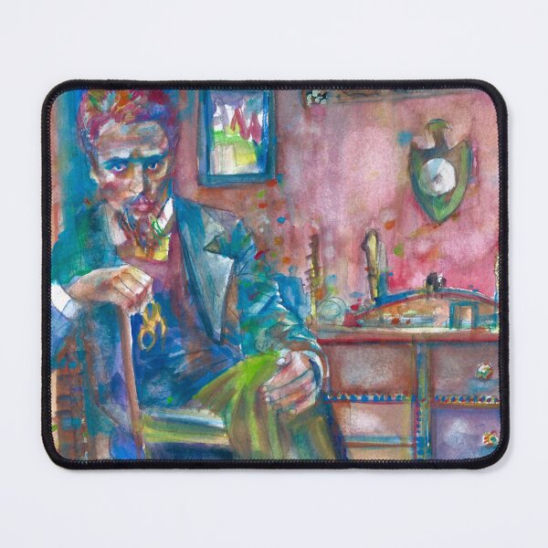 Item preview, RAINER MARIA RILKE in his studio - watercolor portrait designed and sold by lautir.