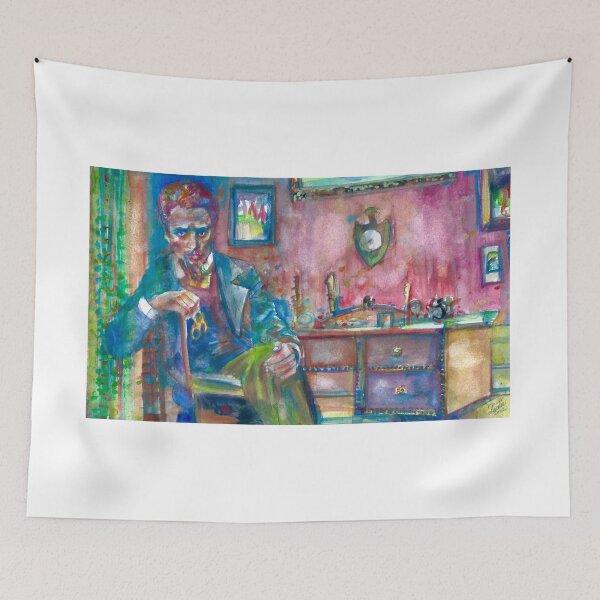 Item preview, RAINER MARIA RILKE in his studio - watercolor portrait designed and sold by lautir.