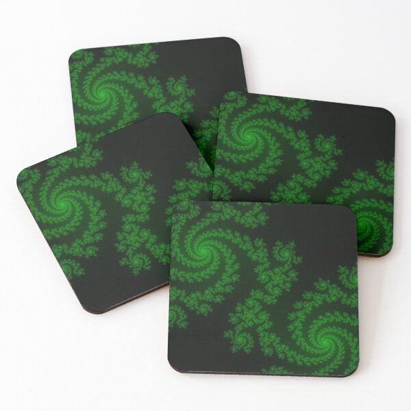 Item preview, Green Fractal Spirals on Black Background designed and sold by ThePaintingRat.