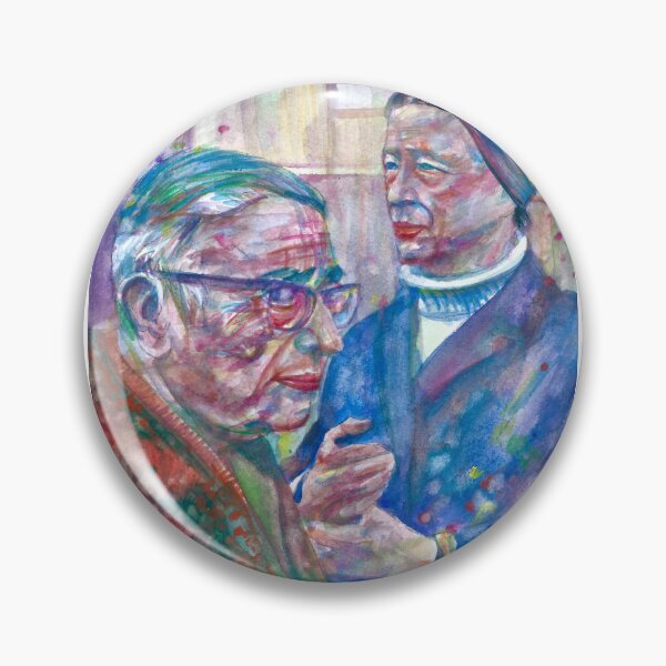 Item preview, SARTRE and SIMONE DE BEAUVOIR watercolor portrait .3 designed and sold by lautir.