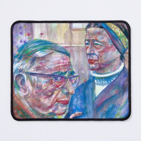Item preview, SARTRE and SIMONE DE BEAUVOIR watercolor portrait .3 designed and sold by lautir.