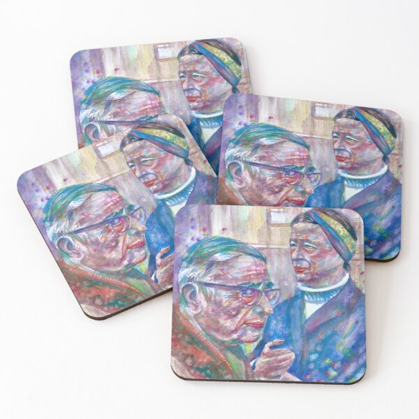 Item preview, SARTRE and SIMONE DE BEAUVOIR watercolor portrait .3 designed and sold by lautir.