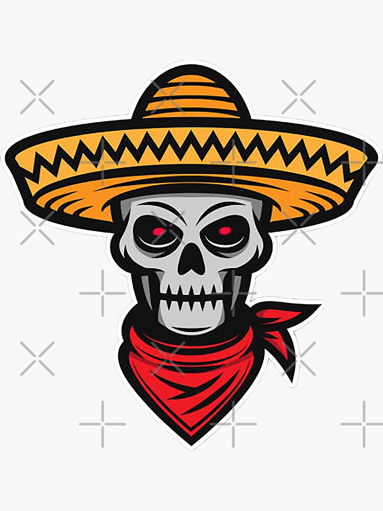 Skeleton outlaw, Mexican skull, Devil skull, Skull bandit, skull with  bandana, Sombrero on skull, scary skull,  Sticker for Sale by  Nostrathomas66