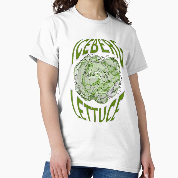 Vista previa del artículo con la obra «¡LECHUGA ICEBERG! texto gráfico de acuarela», diseñado y vendido por Dopamine Dumpster.