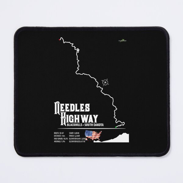 Item preview, Needles Highway US87 USA Black Hills South Dakota Trail Map Sticker T-Shirt 03 designed and sold by OuterShellUK.