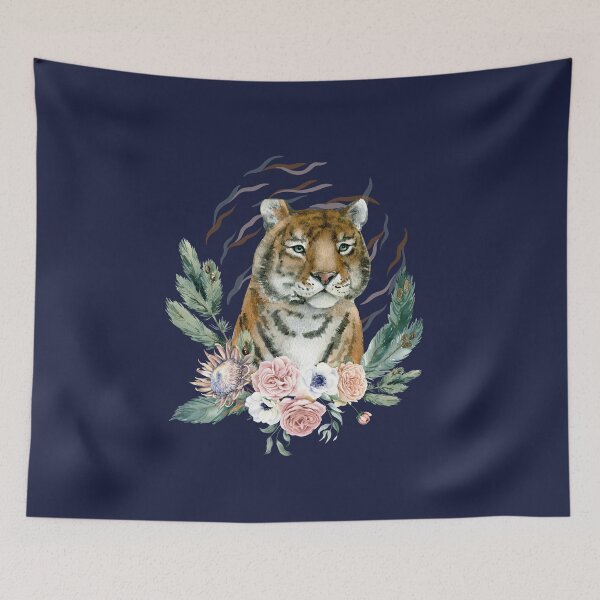 Item preview, Tiger With Flowers Very Cute designed and sold by Pink-angel2030.