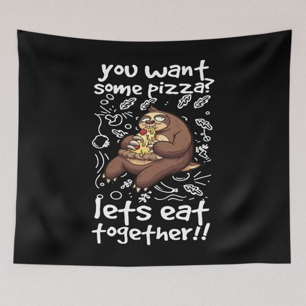 Item preview, sloth eats pizza-funny animals typography designed and sold by Hartics.