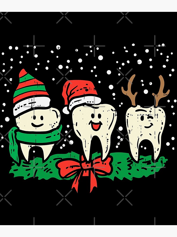 “Dental Cute Christmas Teeth Reindeer Santa Snow Dentist” Poster for