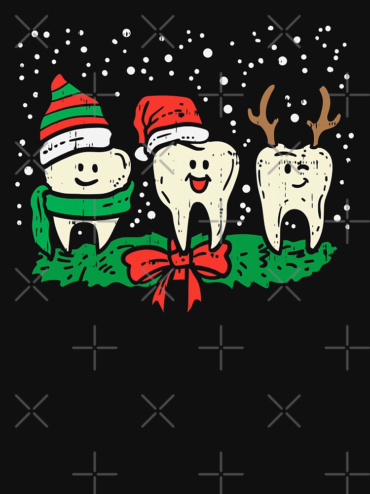 Discover Dental Cute Christmas Teeth Reindeer Santa Snow T-Shirt