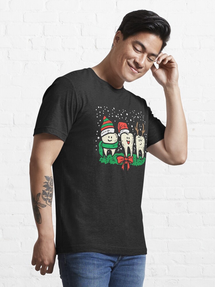 Discover Dental Cute Christmas Teeth Reindeer Santa Snow Dentist Essential T-Shirt