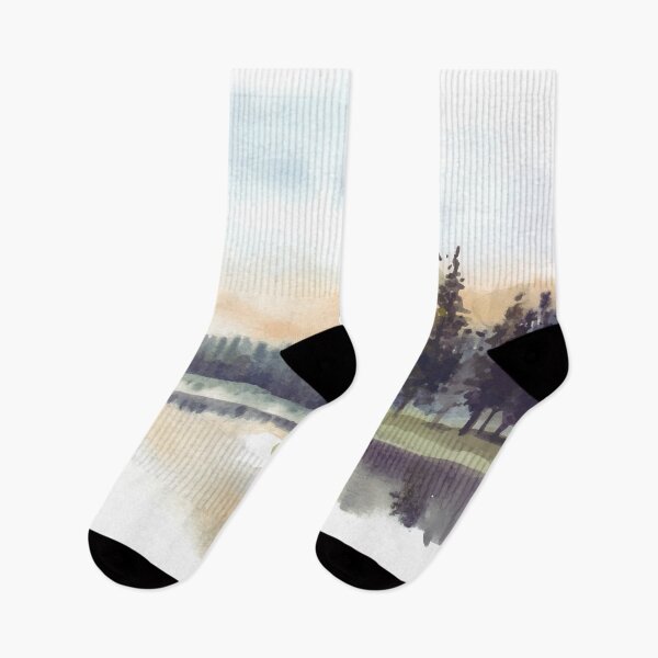 Item preview, Reflection Of Pine Trees In Lake Watercolor designed and sold by Yorda Creative.
